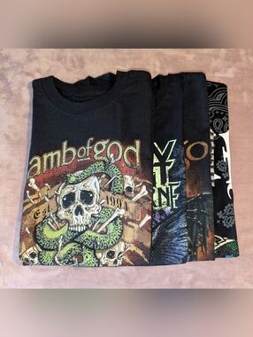 Lamb Of God Metal Heavy Metal Metalcore Graphic T-Shirt Bundle (4) Size Small Nw